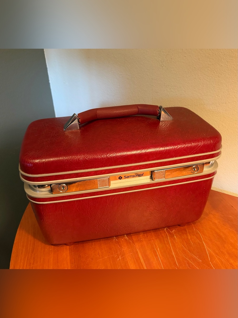 Samsonite Vintage Train Make up Case w/ Large Mirror